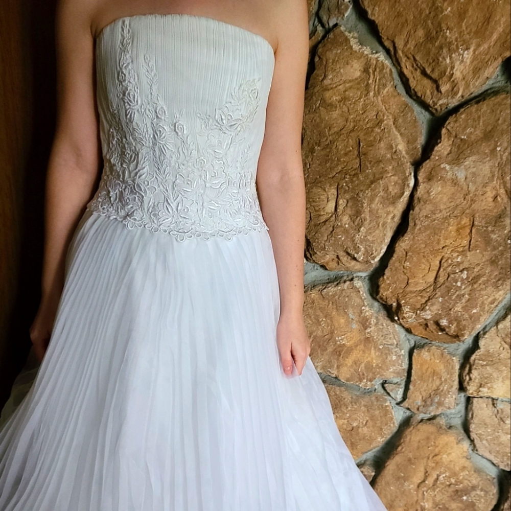 Demetrios white wedding dress size 12 US